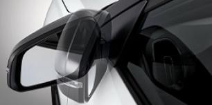 <h4>Electric Folding Mirrors</h4>

<p>At the touch of a button on the driver door console, the side mirrors fold inward: very handy in tight parking situations.</p>
